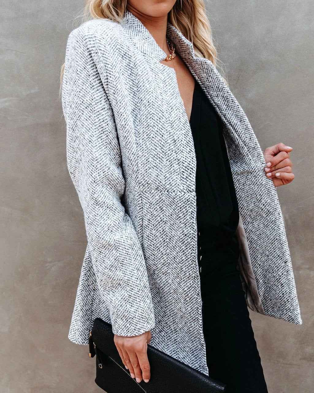 Women Long Sleeve Gray Blazer Elegant Slim Sport Coat Smart Casual