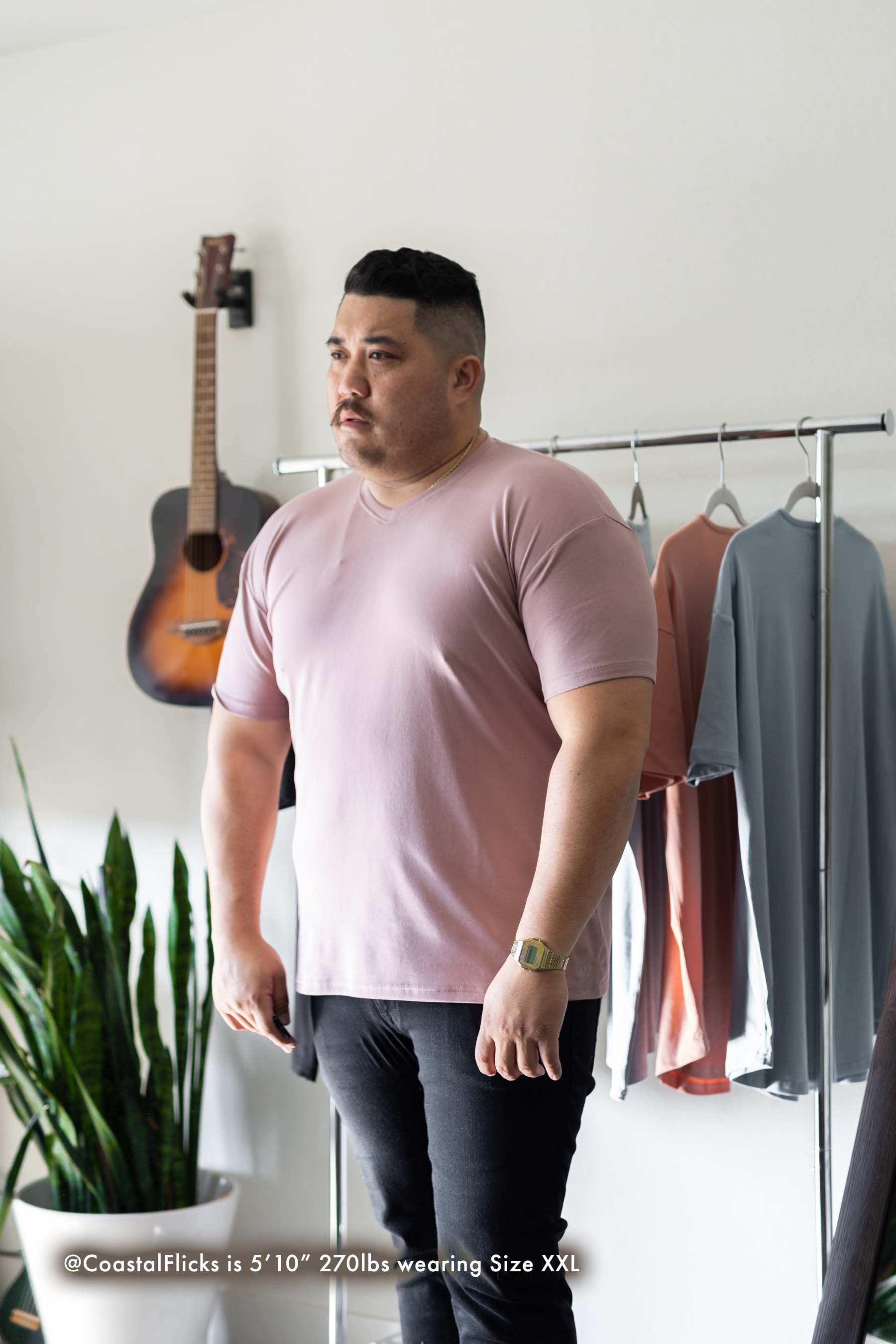 Classic V-Neck T-Shirt: Mauve - Rule Of Threads