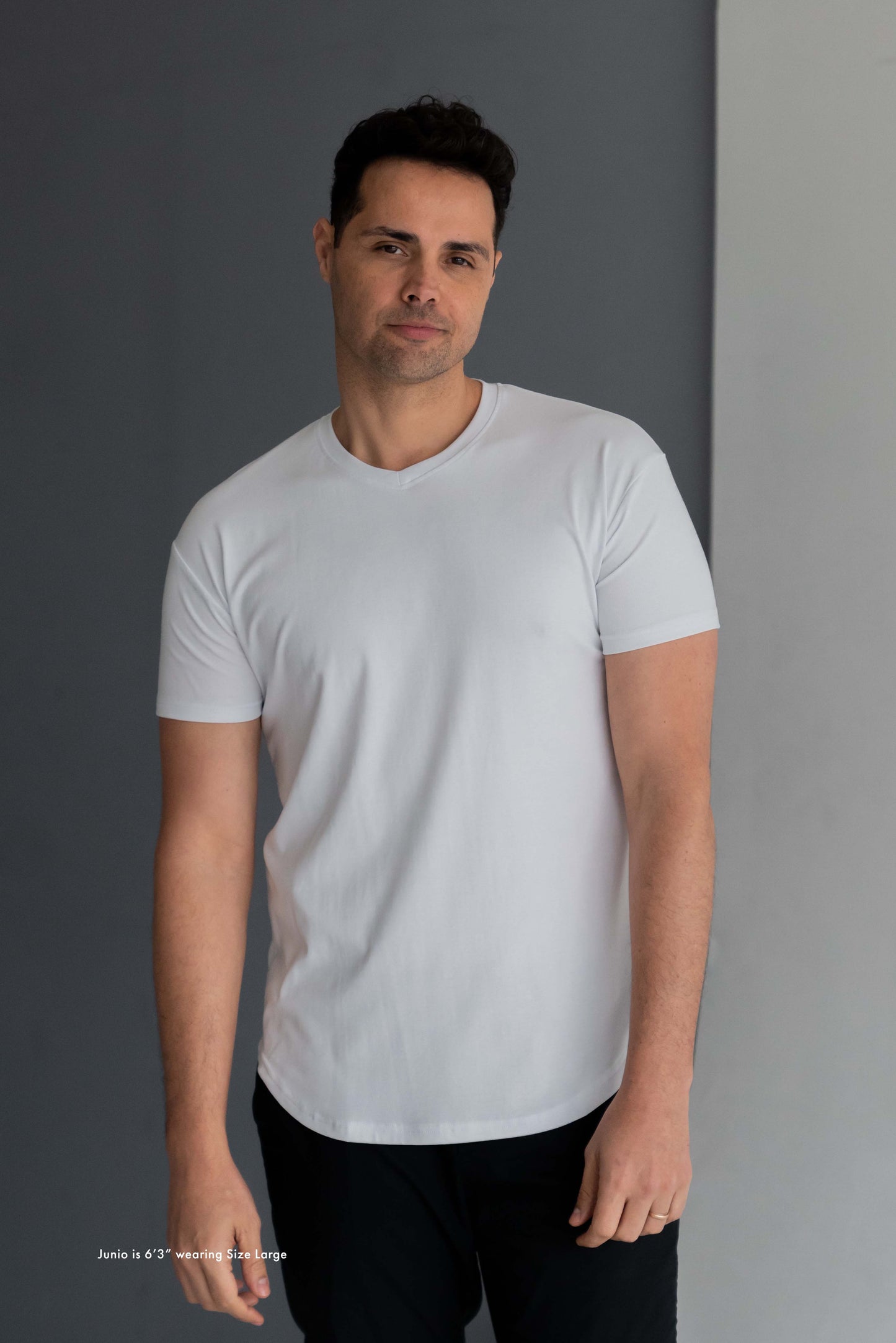 Curve V-Neck T-Shirt: NY Blue