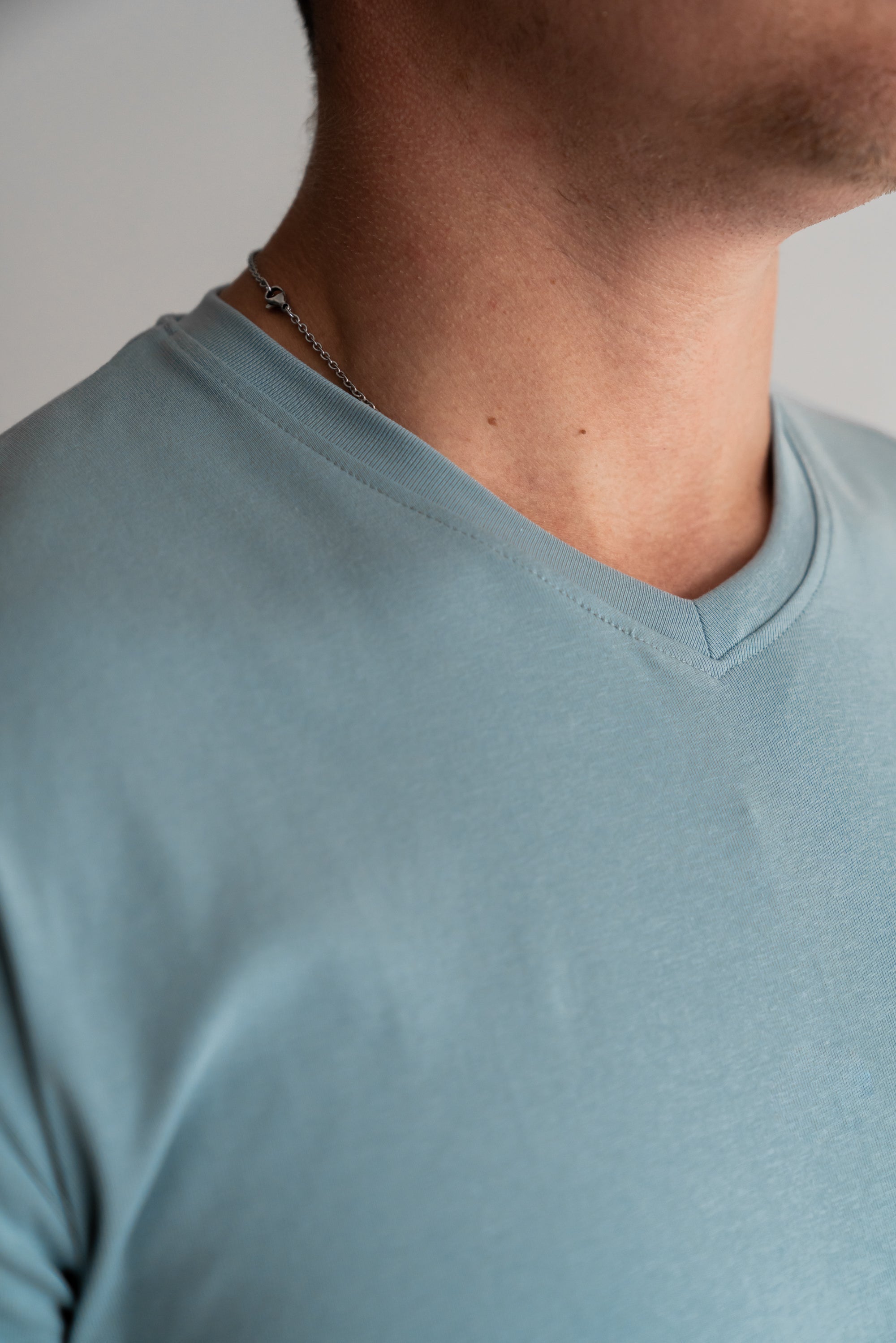 Curve V-Neck T-Shirt: New Steel