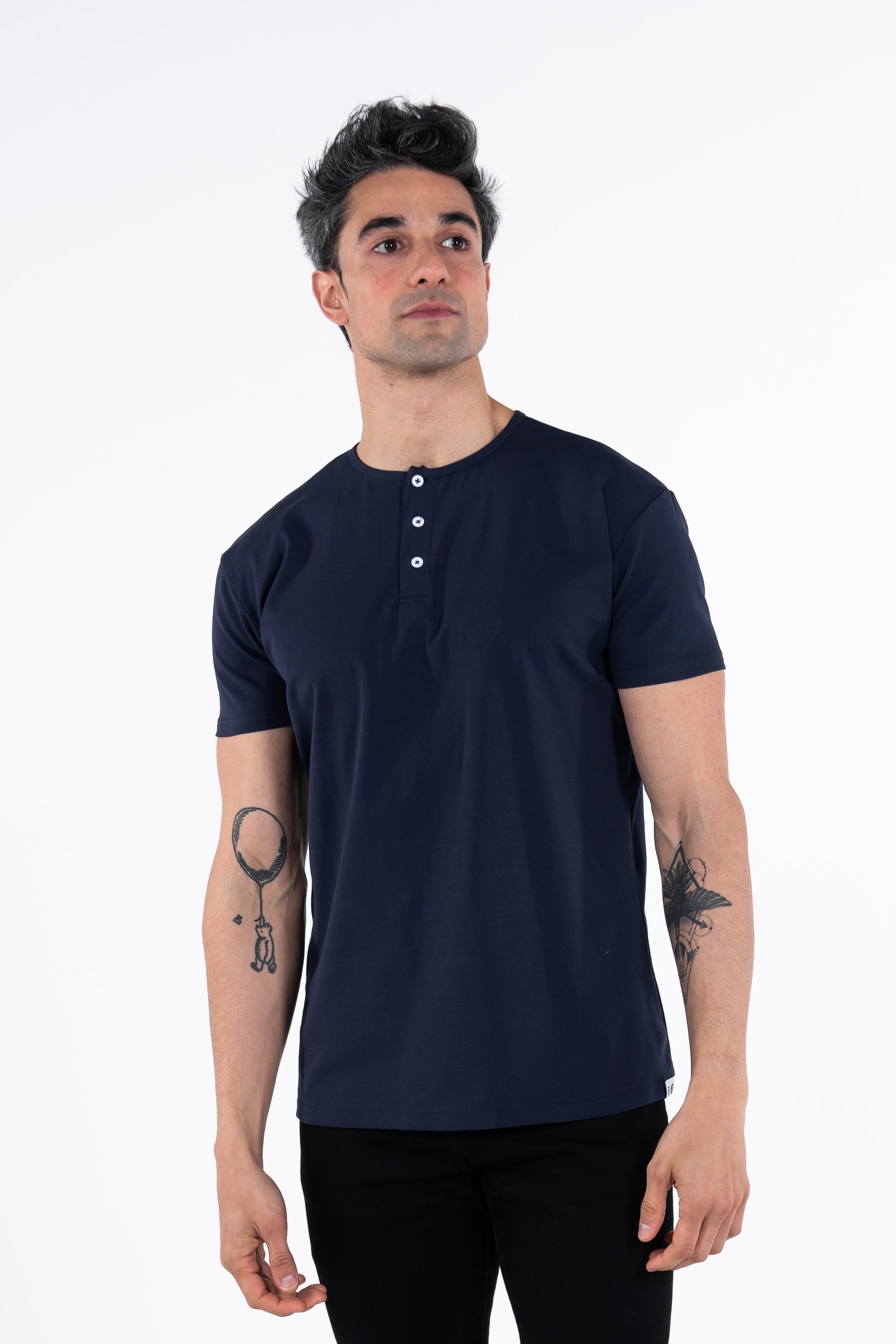 Classic Henley T-Shirt: Blue Steel