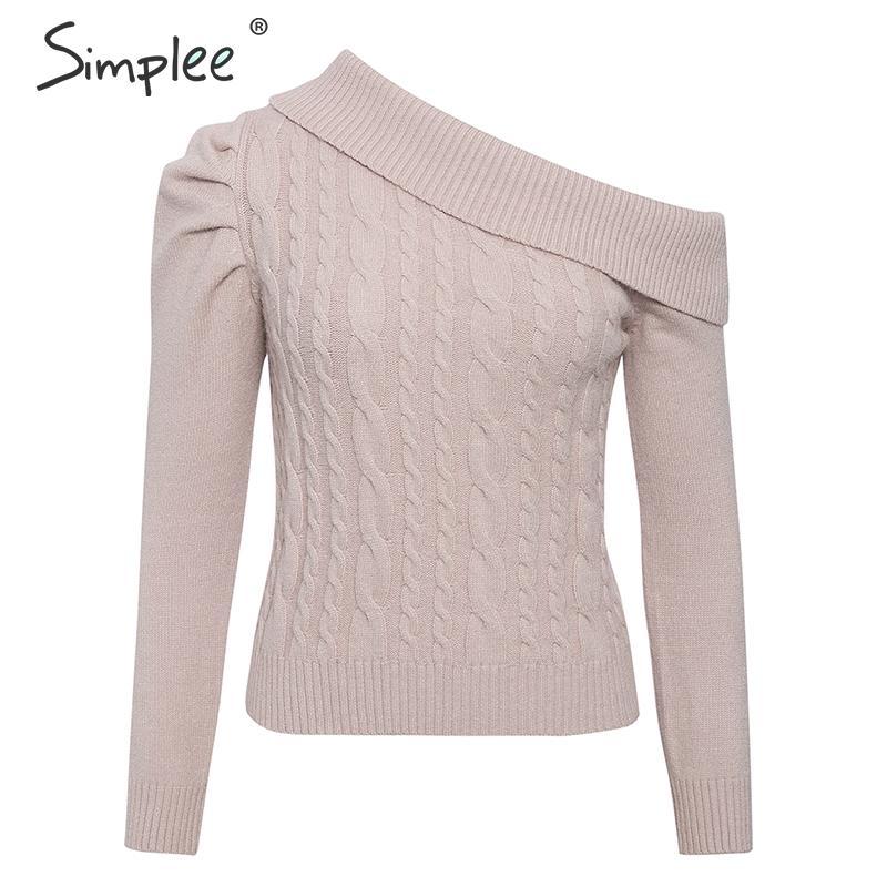 New Boat Neck Style Off Shoulder Long Sleeve Sweater