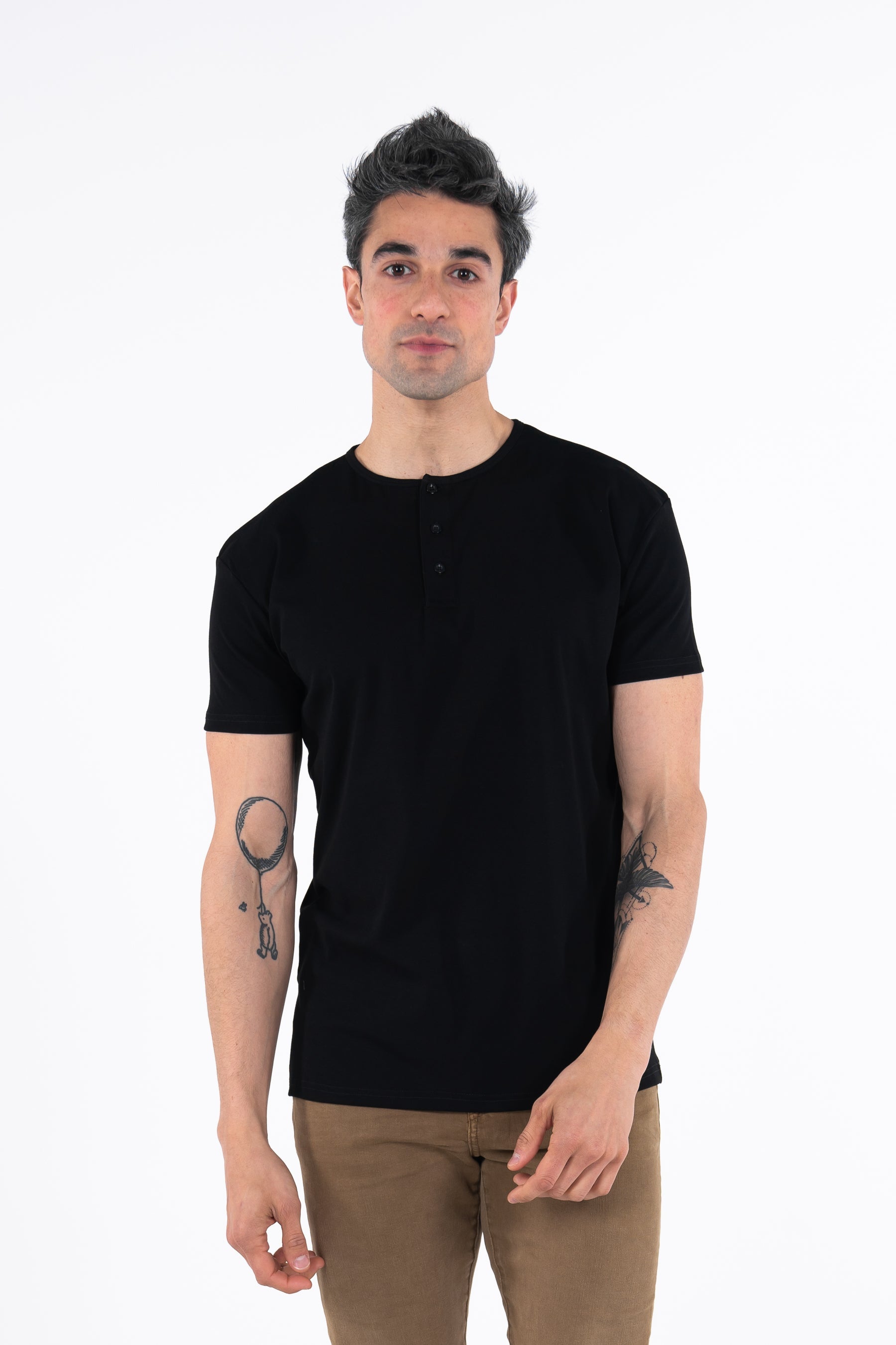 Classic Henley T-Shirt: Black - Rule Of Threads