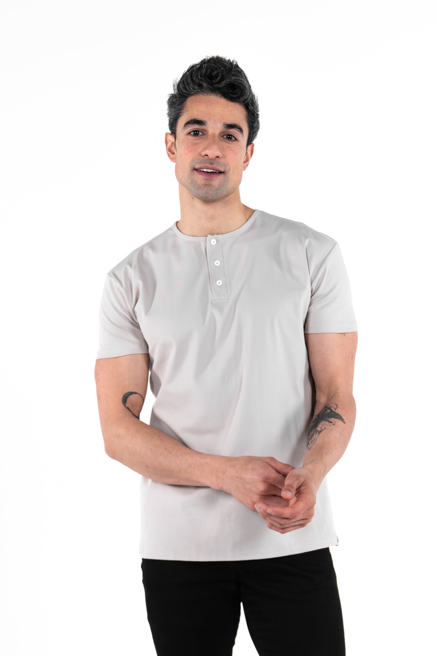 Classic Henley T-Shirt: Stone - Rule Of Threads