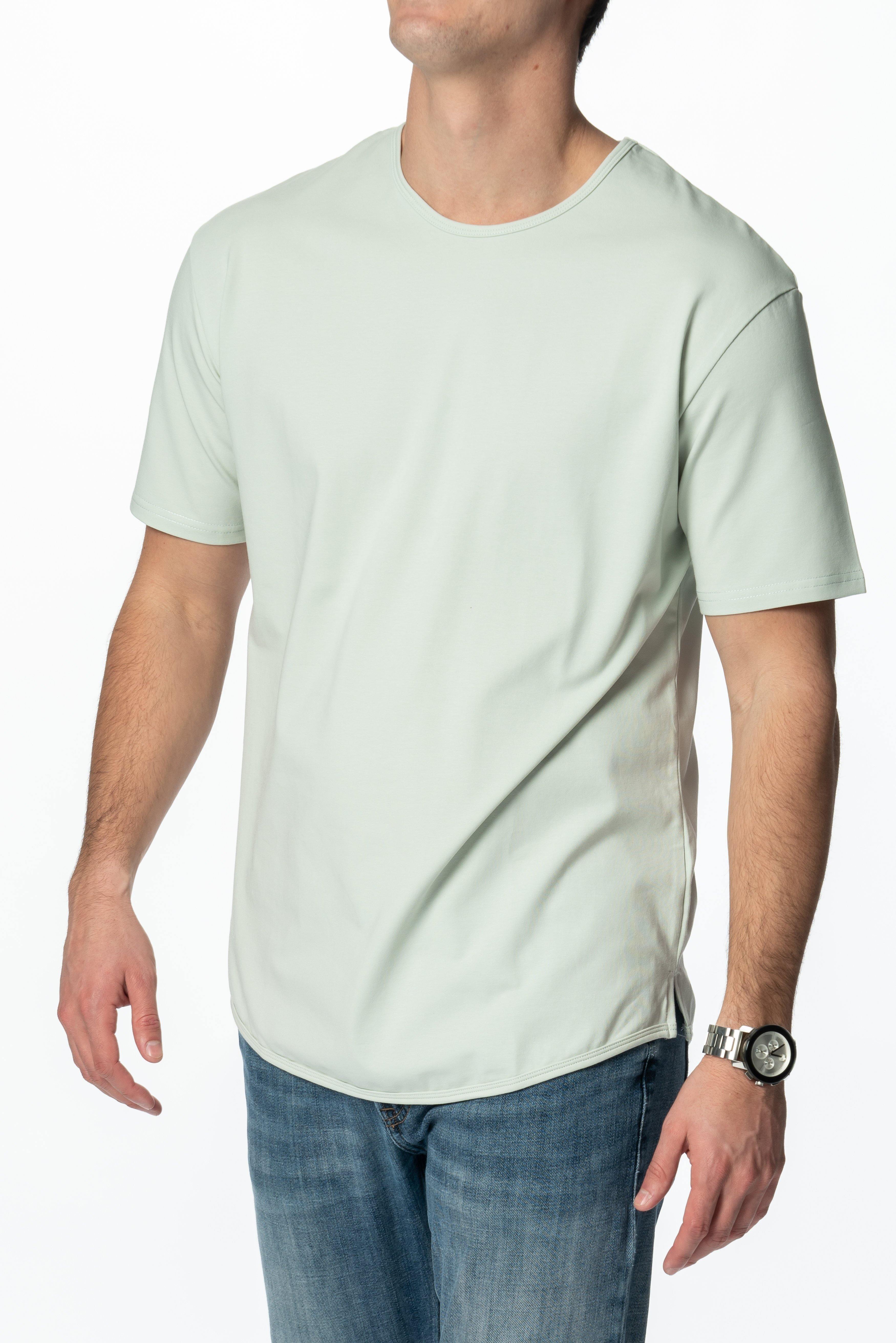 Curve-Split Crew T-Shirt: Khaki Green