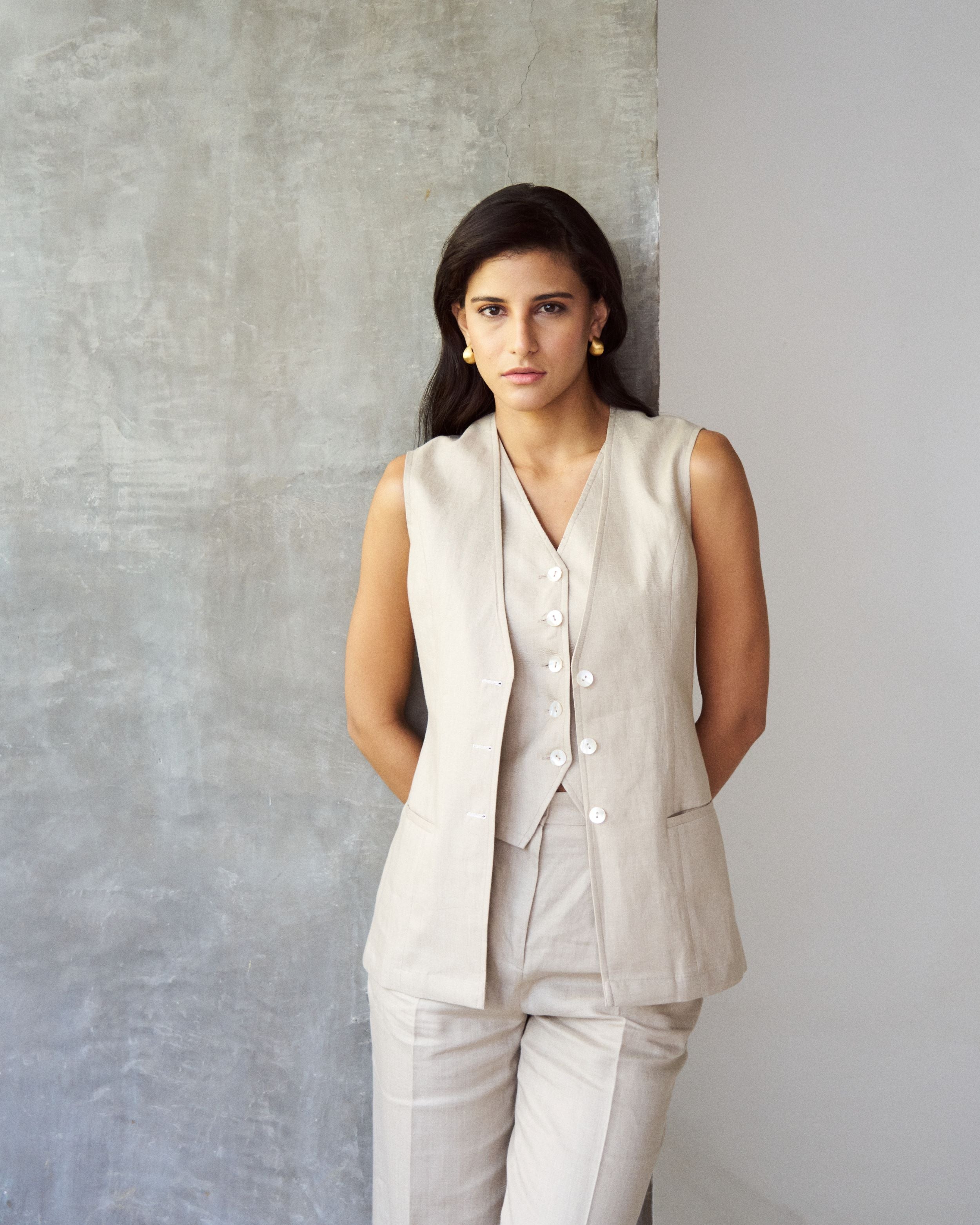 Logus Solid Linen double waistcoat