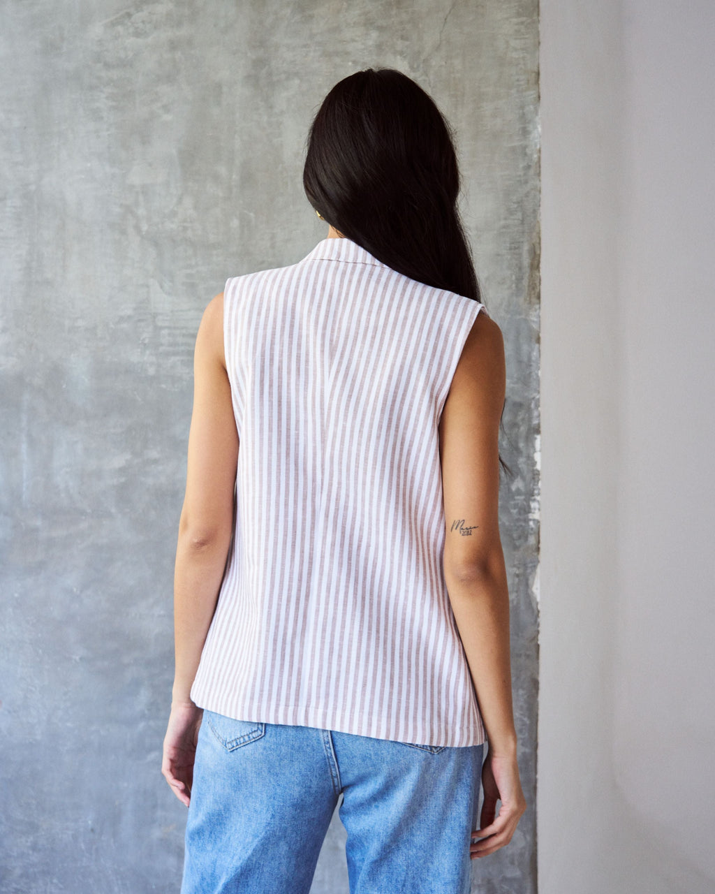 Logus striped hand embroidered waist coat