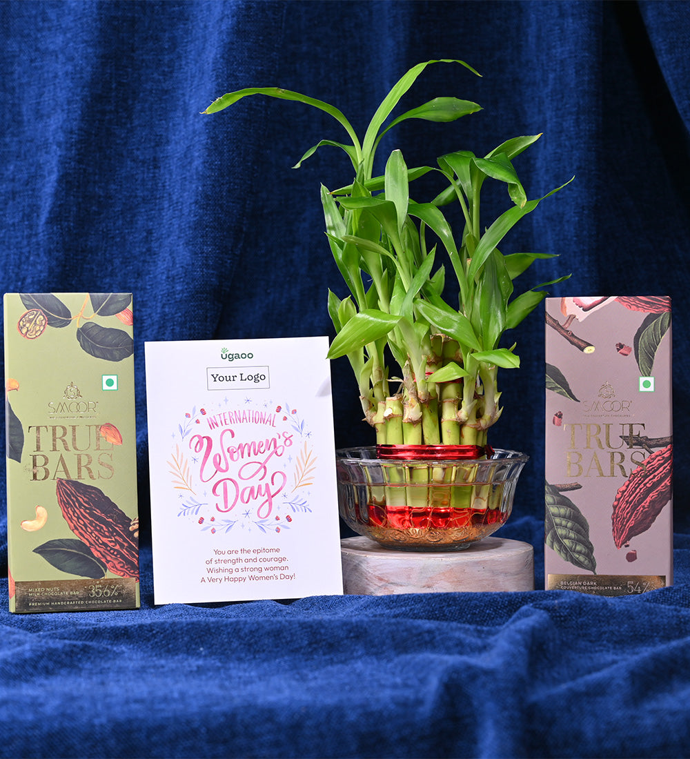 2 Layer Lucky Bamboo with True Bar - Mixed Nuts Milk Chocolate and Dark Chocolate For Women's Day