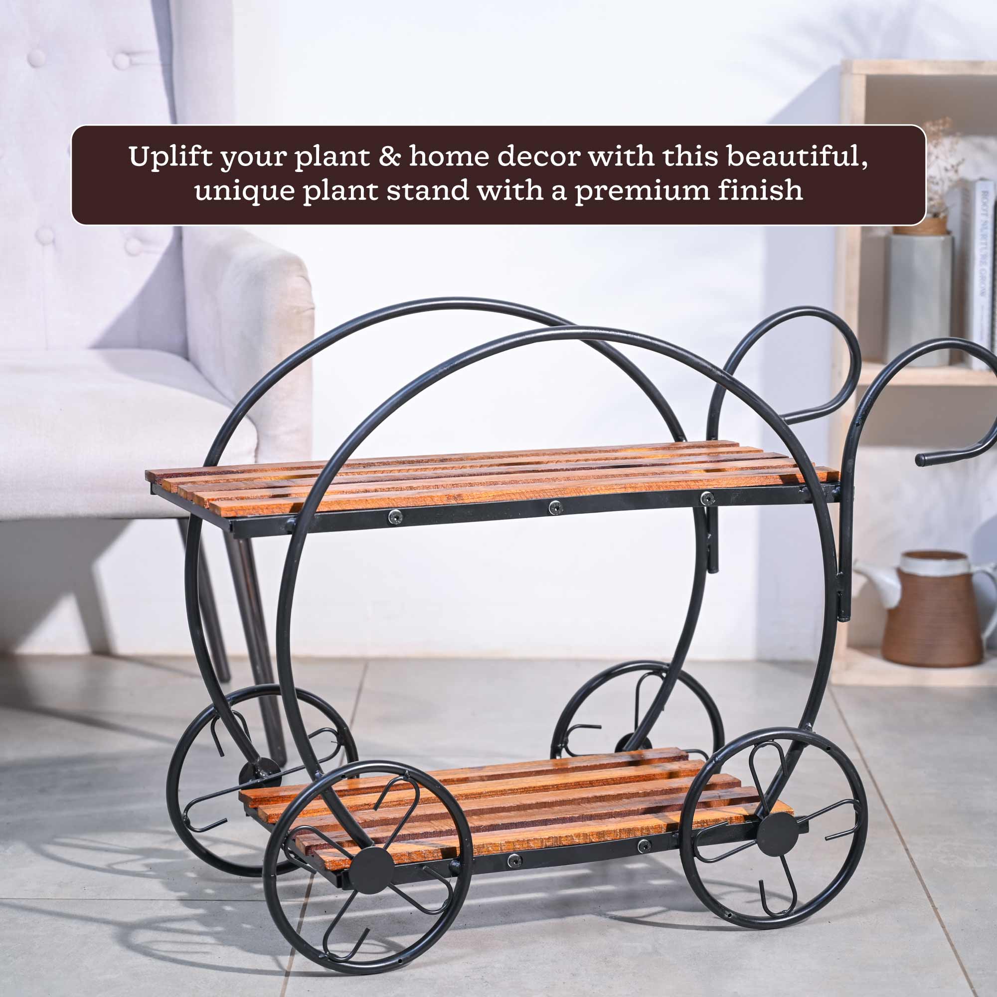 Flora on Wheels 2-Tier Plant Stand