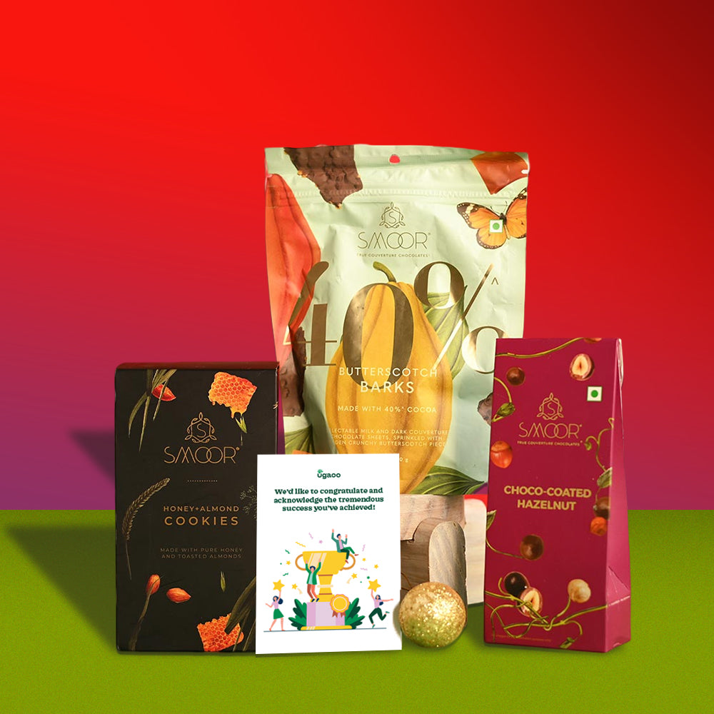 Fittonia Plant with Smoor Choco-Coated Hazelnuts, Butterscotch Barks and Honey & Almond Cookies