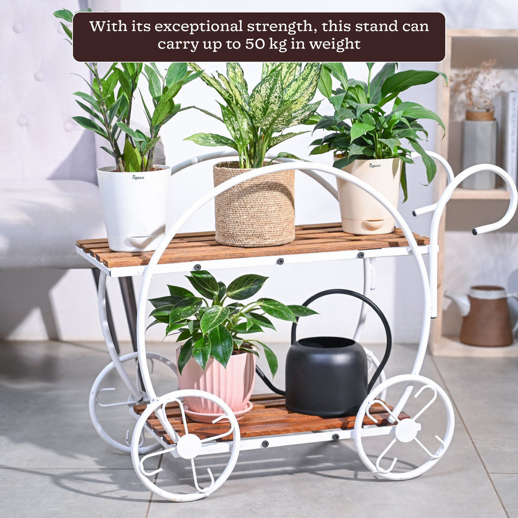 Flora on Wheels 2-Tier Plant Stand