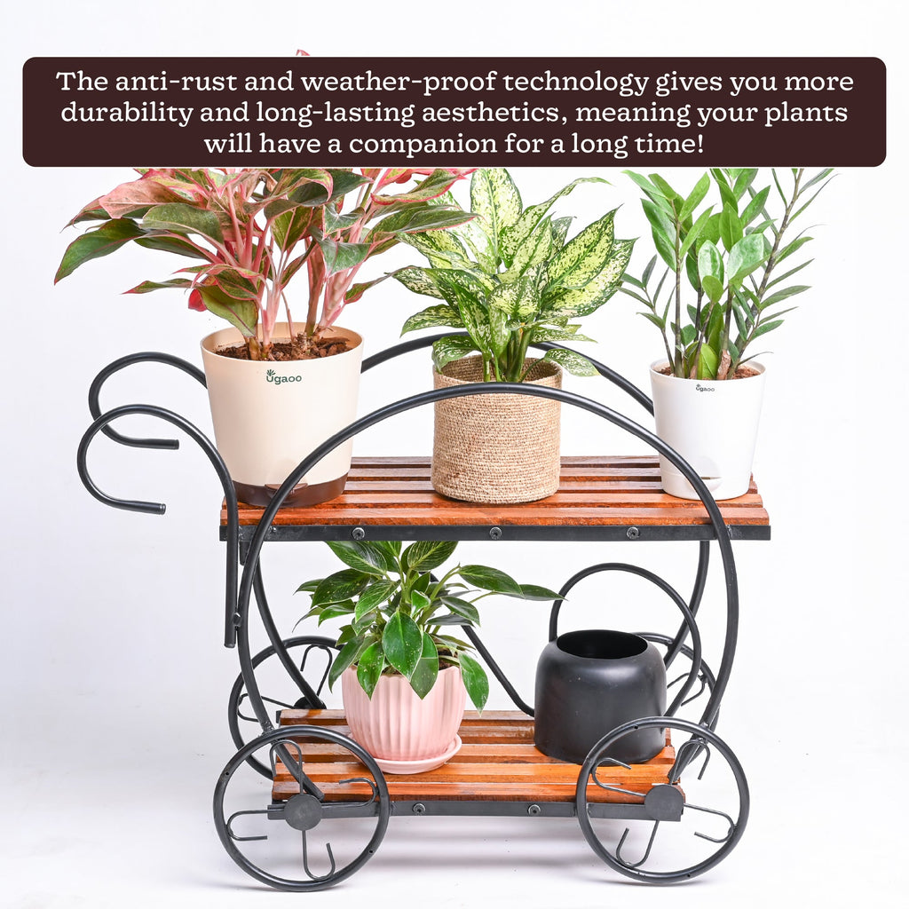 Flora on Wheels 2-Tier Plant Stand