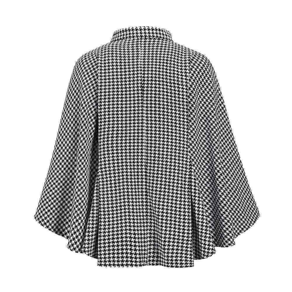 Women Spring Autumn Plaid Shawl Capes Jacket