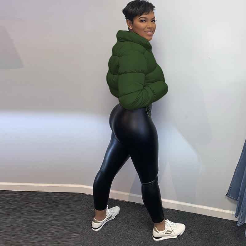 Women's Winter Long Sleeve Full Zipper Baggy Puffer Short Down Jacket