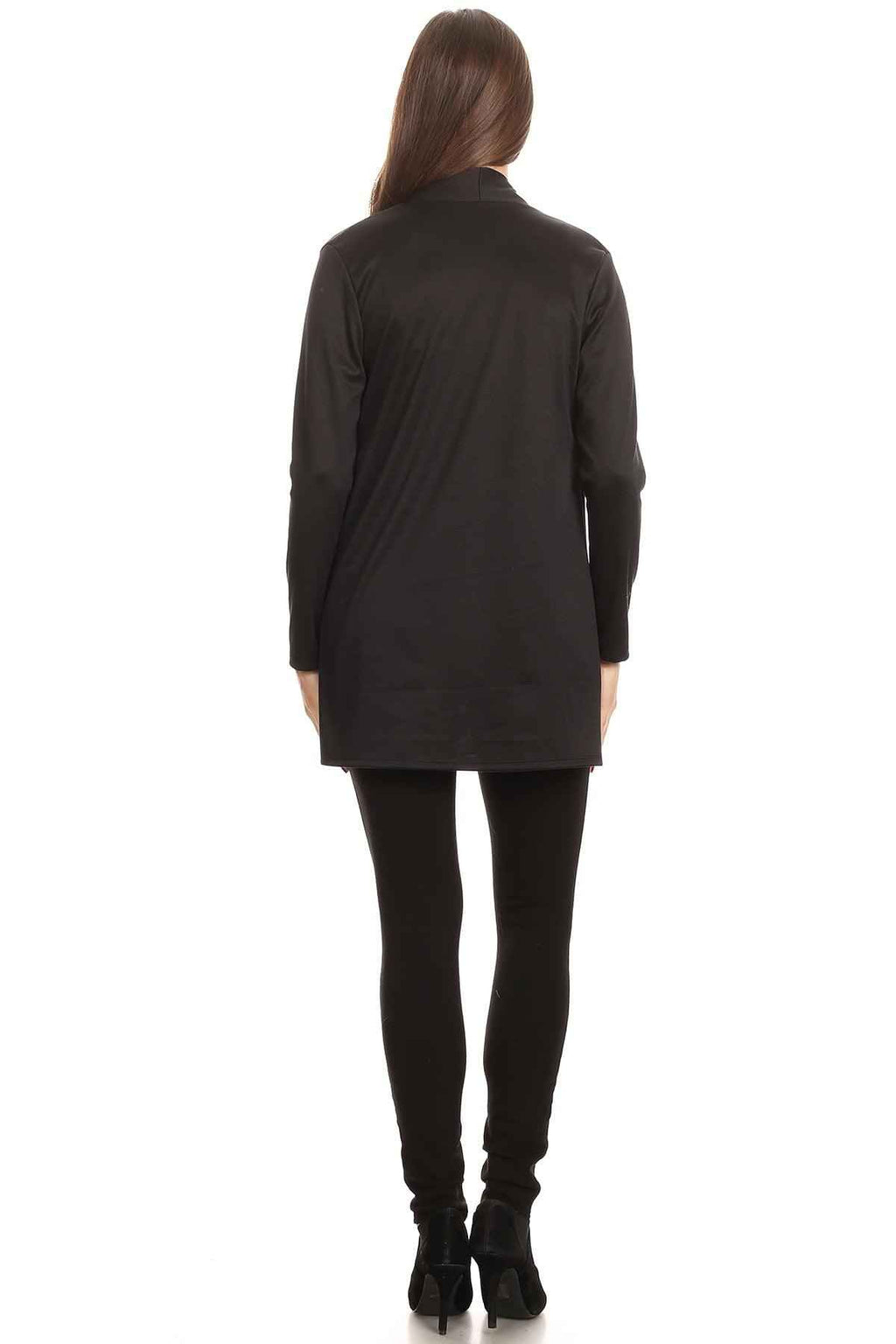 1111.Knit long body cardigan, open front, long sleeves, pockets