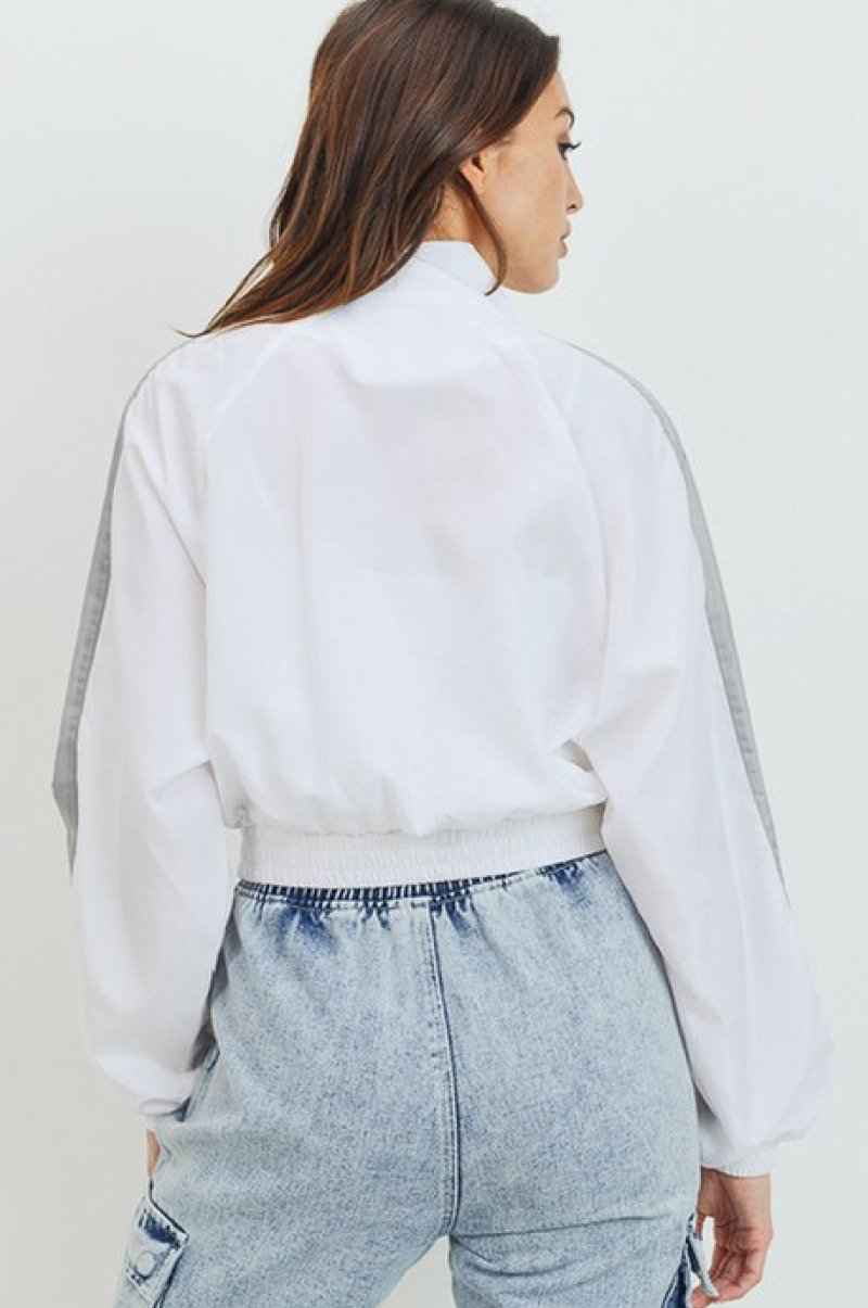 Stripe Detail Zip Up Windbreaker