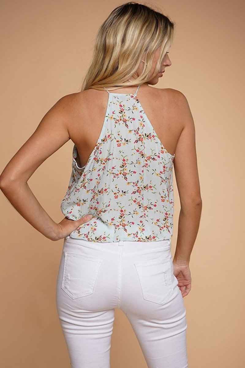 Halter Cut Floral Crop Top
