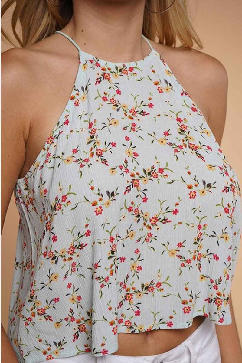 Halter Cut Floral Crop Top