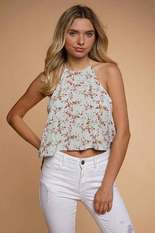 Halter Cut Floral Crop Top