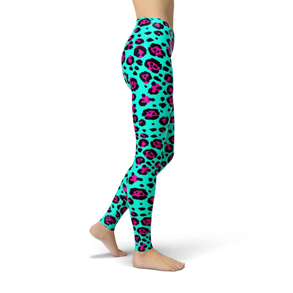 Jean Pink and Blue Cheetah Leggings