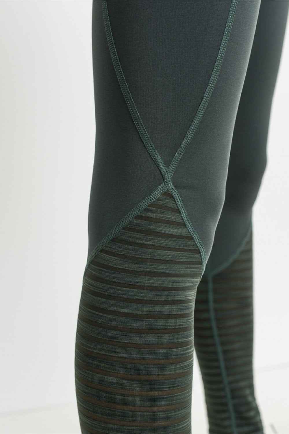 Ribbed Burnout Mesh Contrast Leggings