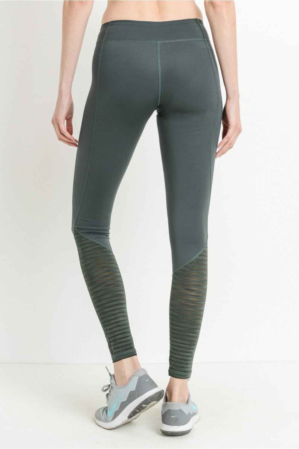 Ribbed Burnout Mesh Contrast Leggings