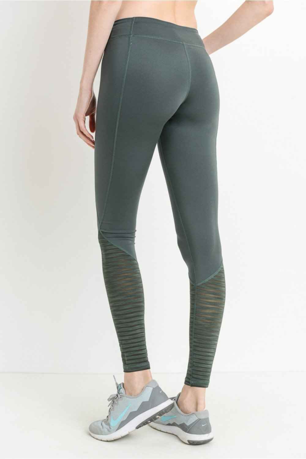 Ribbed Burnout Mesh Contrast Leggings