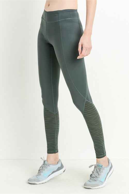 Ribbed Burnout Mesh Contrast Leggings