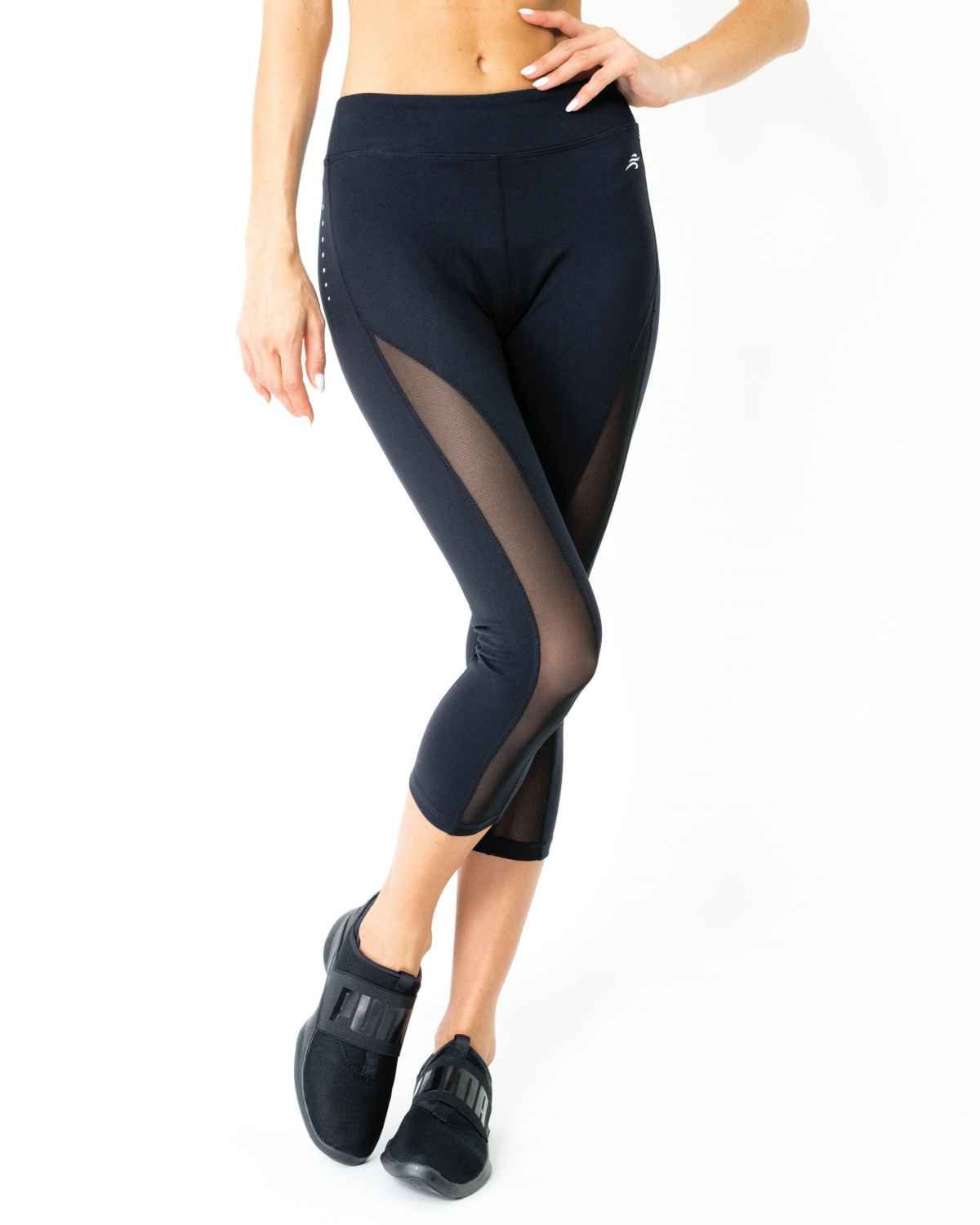 L'espace Low-Waisted Capri Leggings with Mesh Panels and Reflective