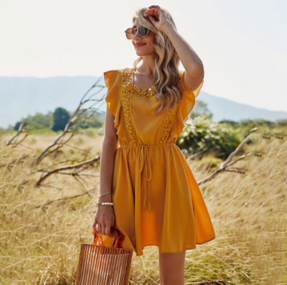 Mini Dress with Ruffle Sleeves