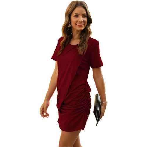 Women Short Sleeve Ruched Short Dress