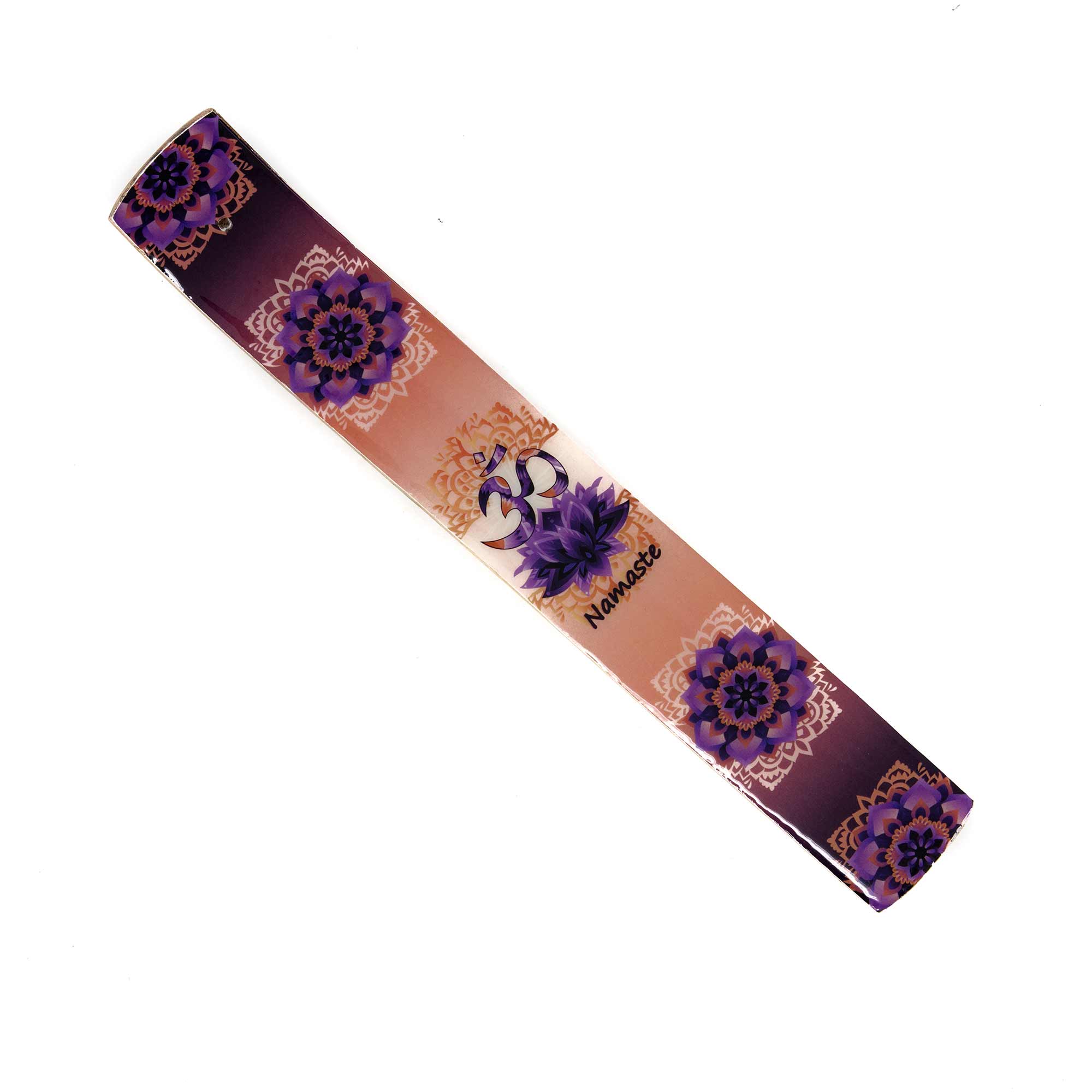 Wide Incense Holder Metal - Om Purple