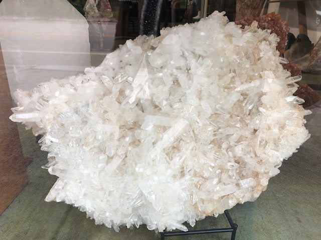 Clear Quartz Cluster from Colombia with Stand