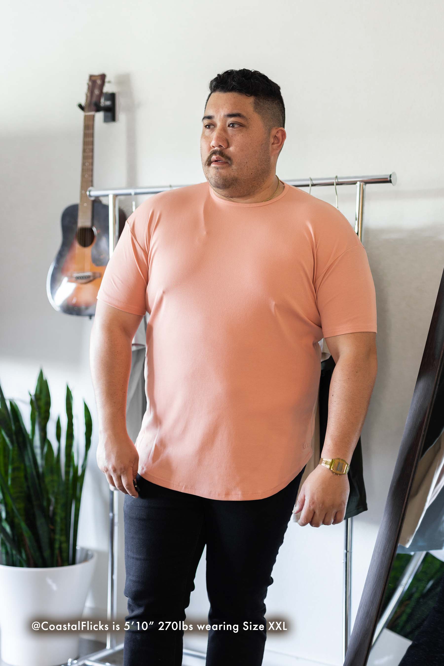 Curve Crew T-Shirt: Apricot - Rule Of Threads