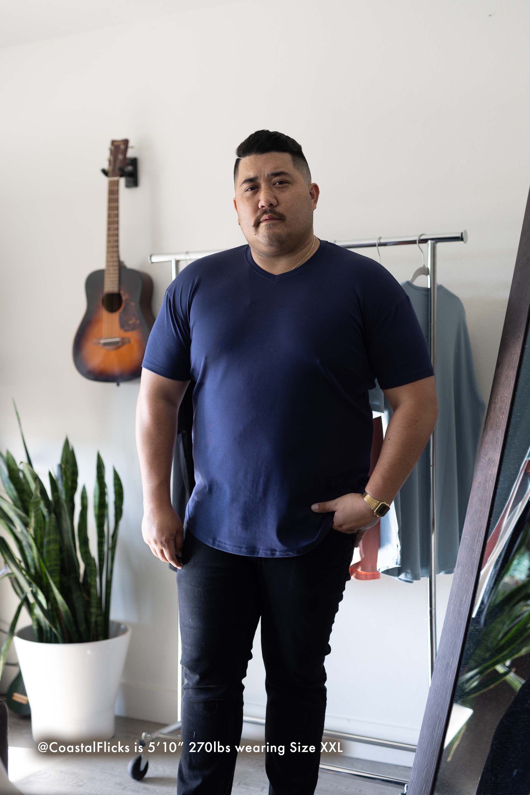 Curve V-Neck T-Shirt: New Steel