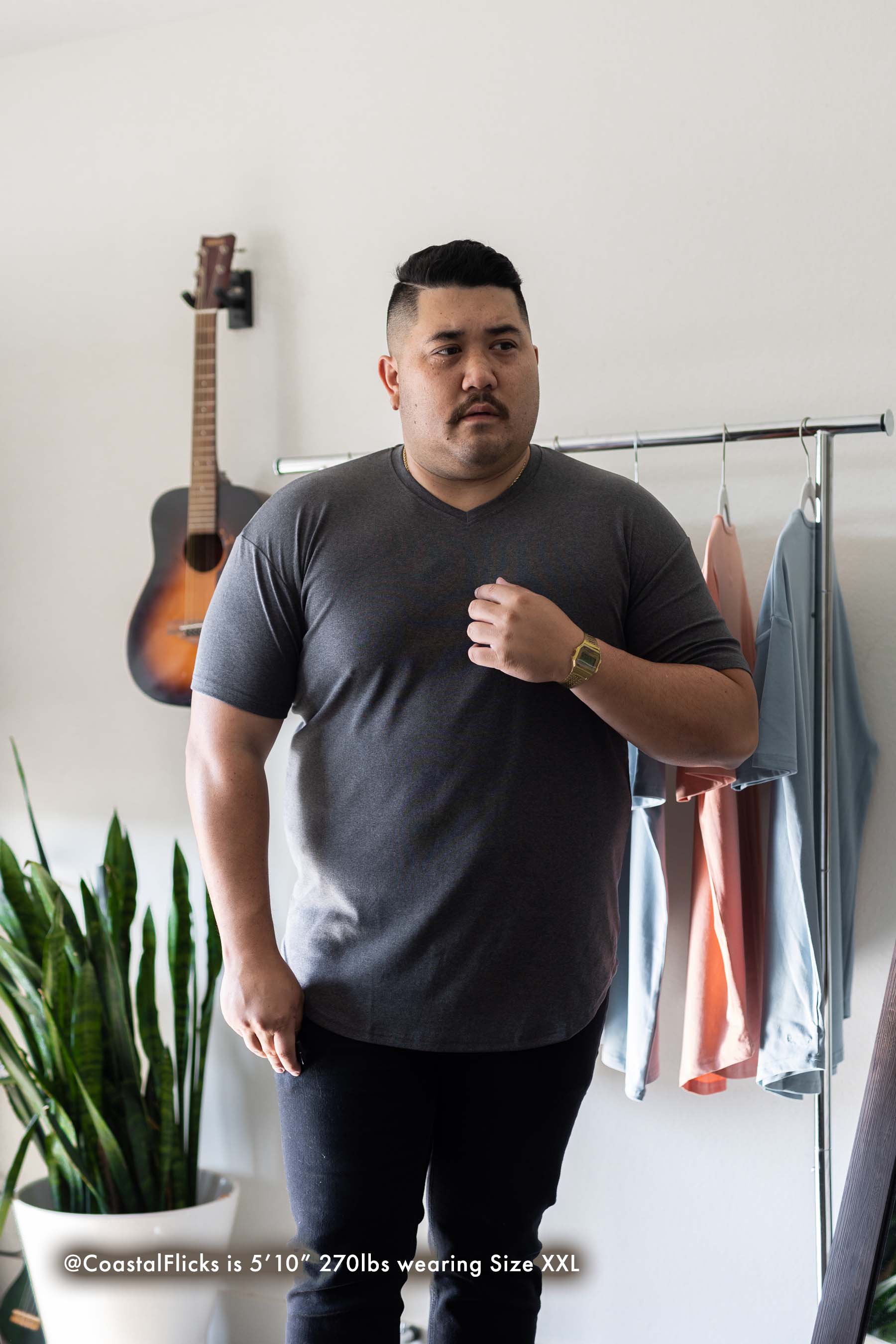 Curve V-Neck T-Shirt: NY Blue