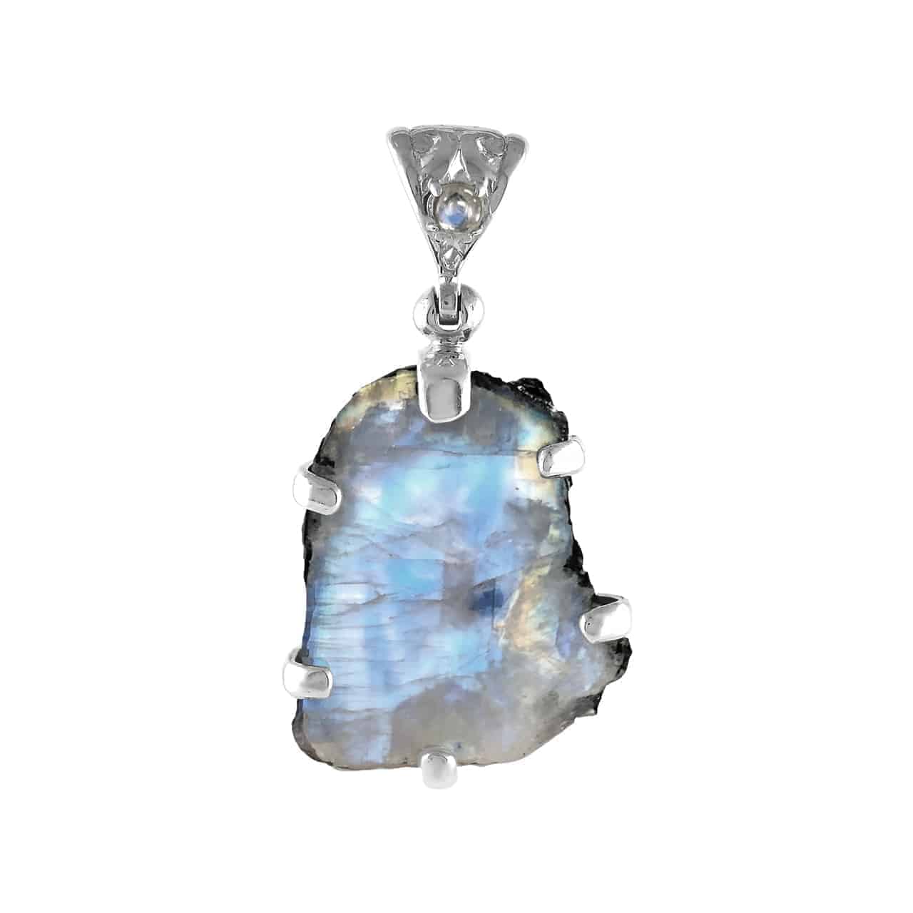 Rainbow Moonstone Pendant on Sterling Silver