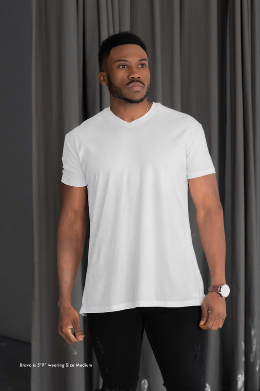 Classic V-Neck T-Shirt: White - Rule Of Threads