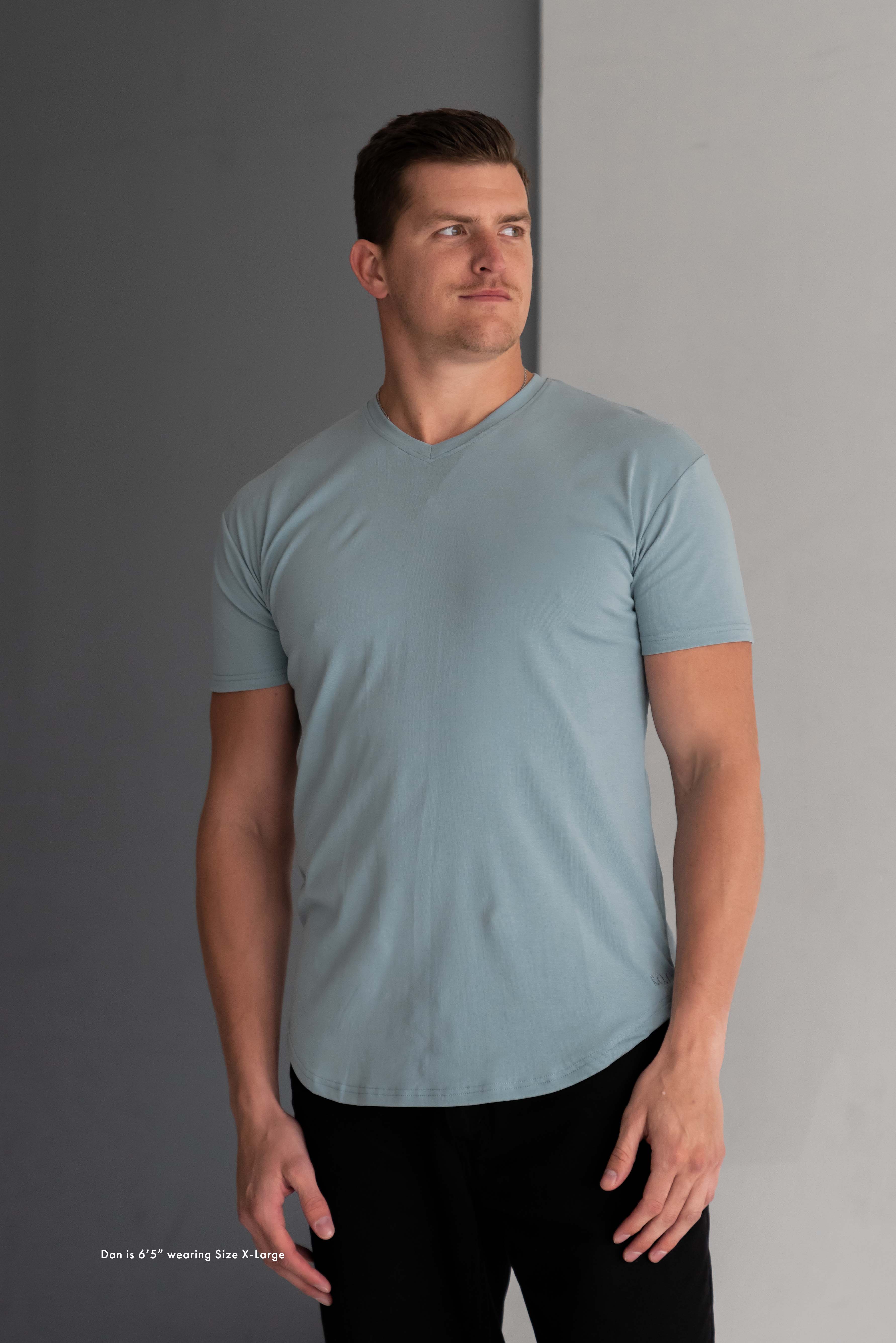 Curve V-Neck T-Shirt: NY Blue