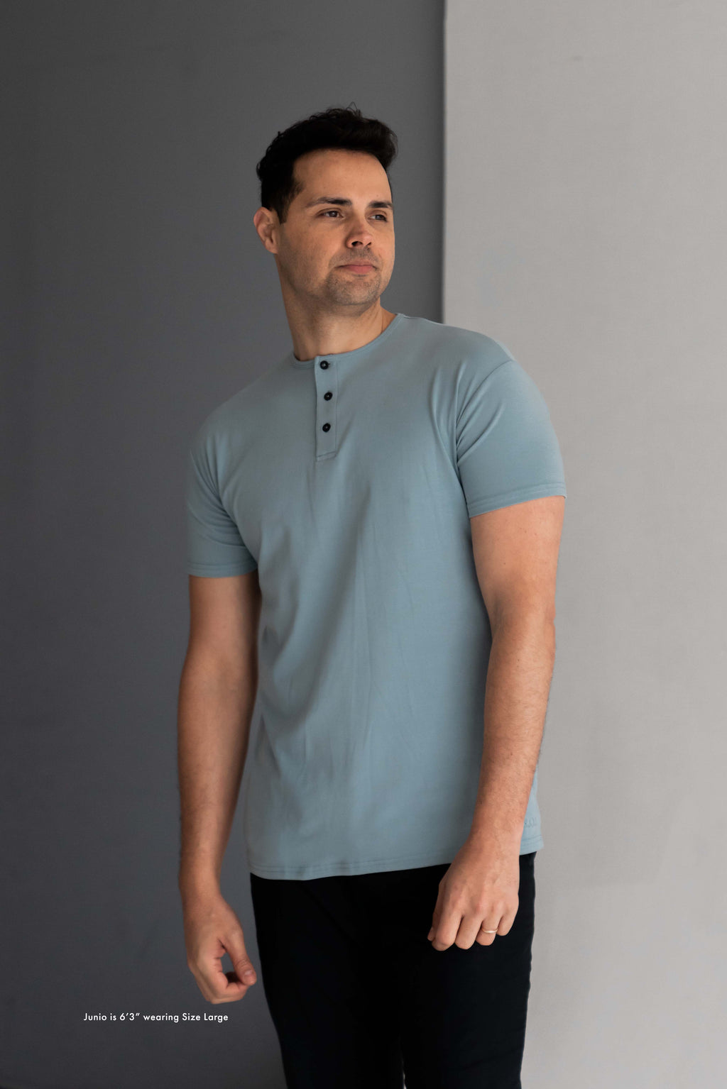 Classic Henley T-Shirt: Blue Steel - Rule Of Threads