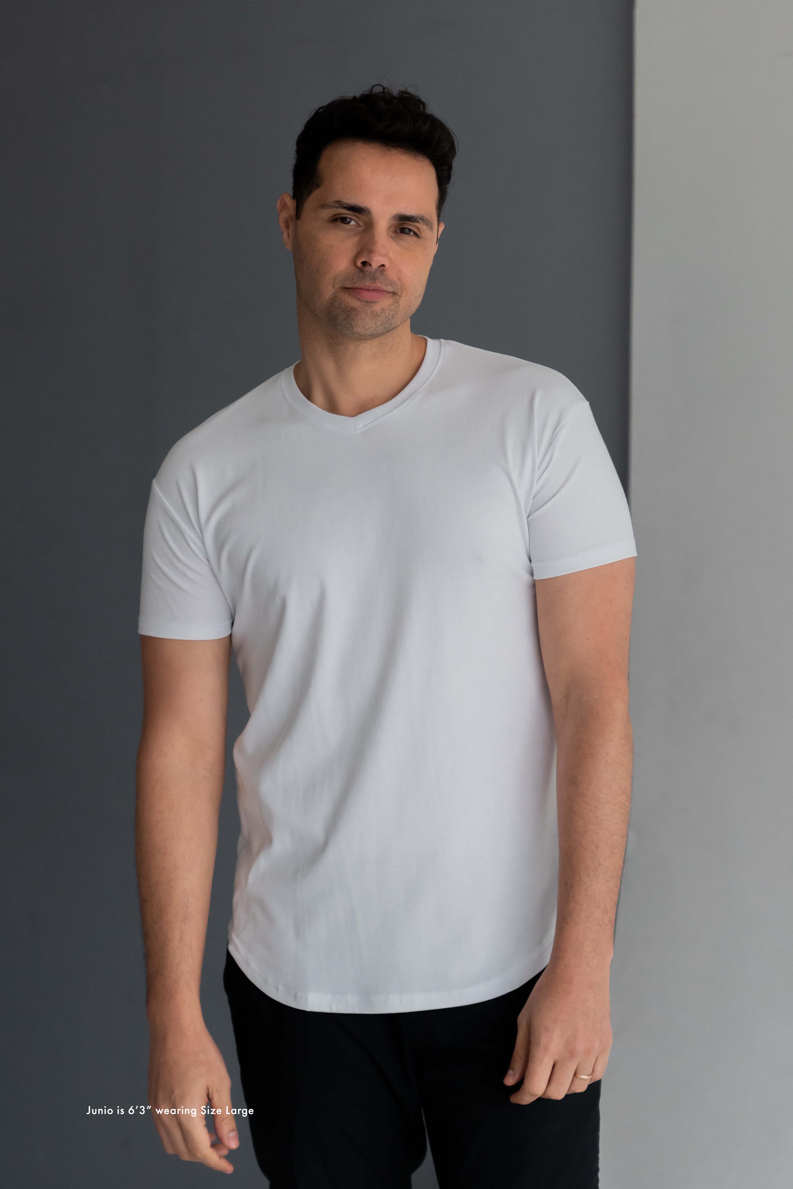 Curve V-Neck T-Shirt: White