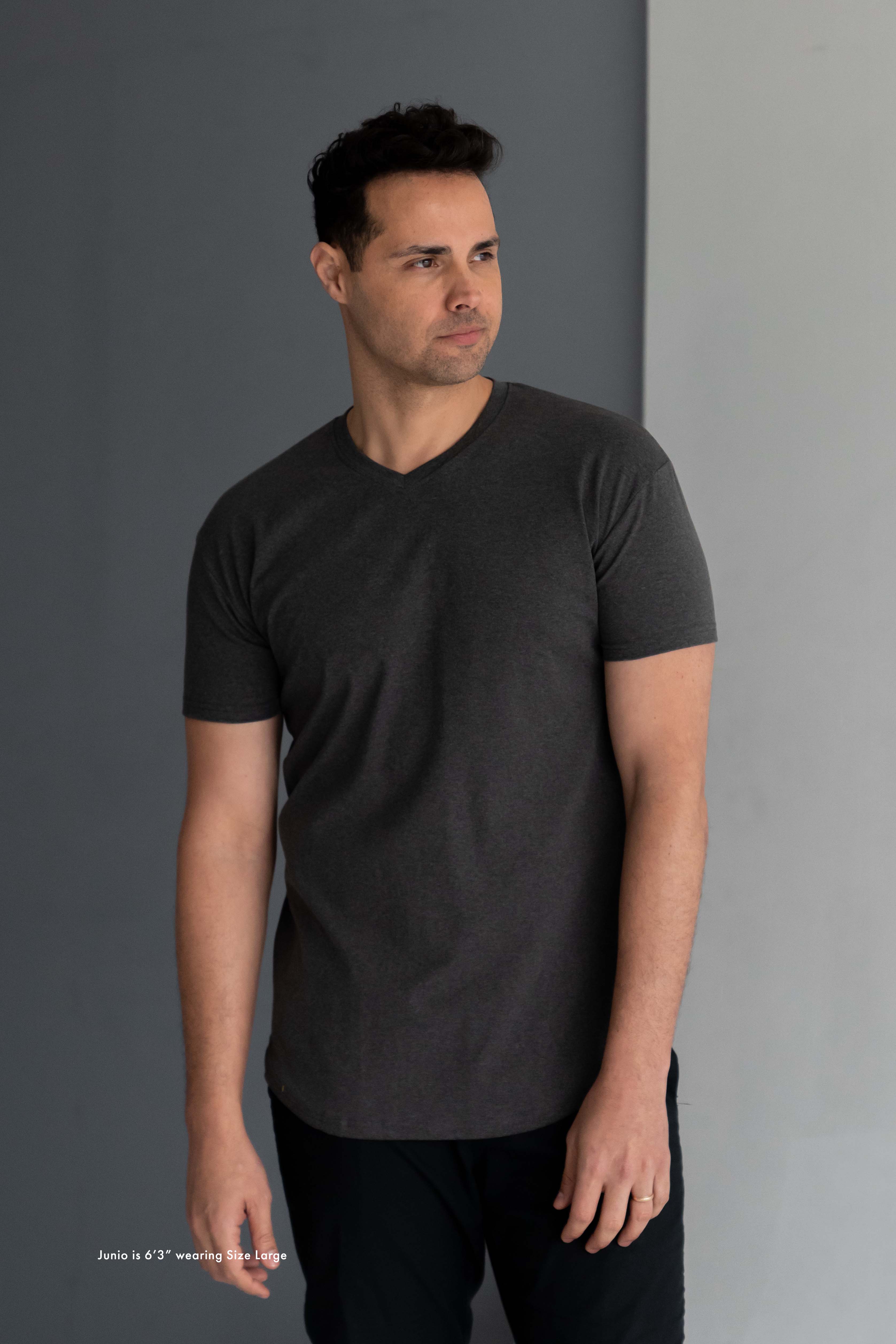 Curve V-Neck T-Shirt: New Steel