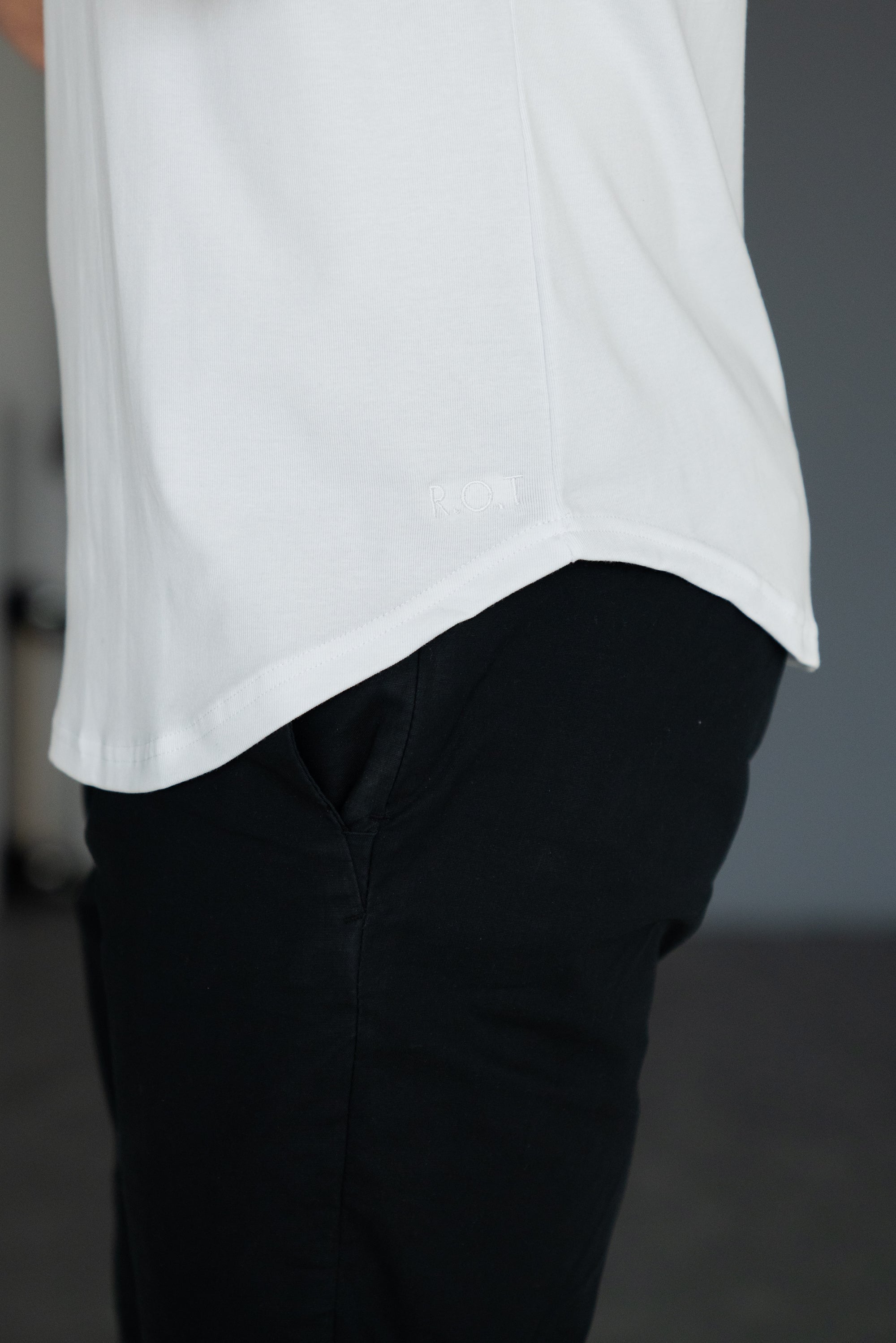 Curve V-Neck T-Shirt: Stone