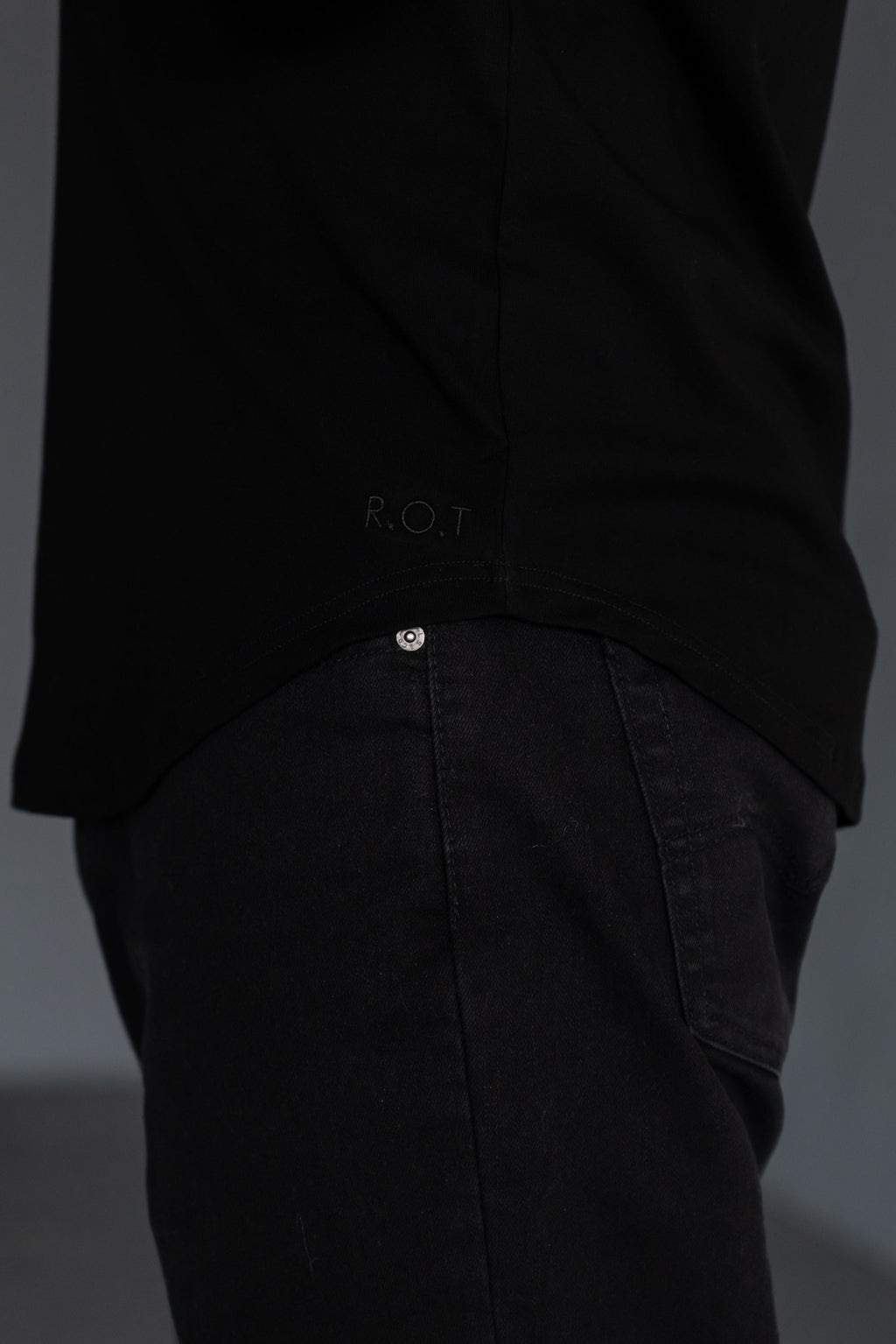 Curve Henley T-Shirt: Black - Rule Of Threads