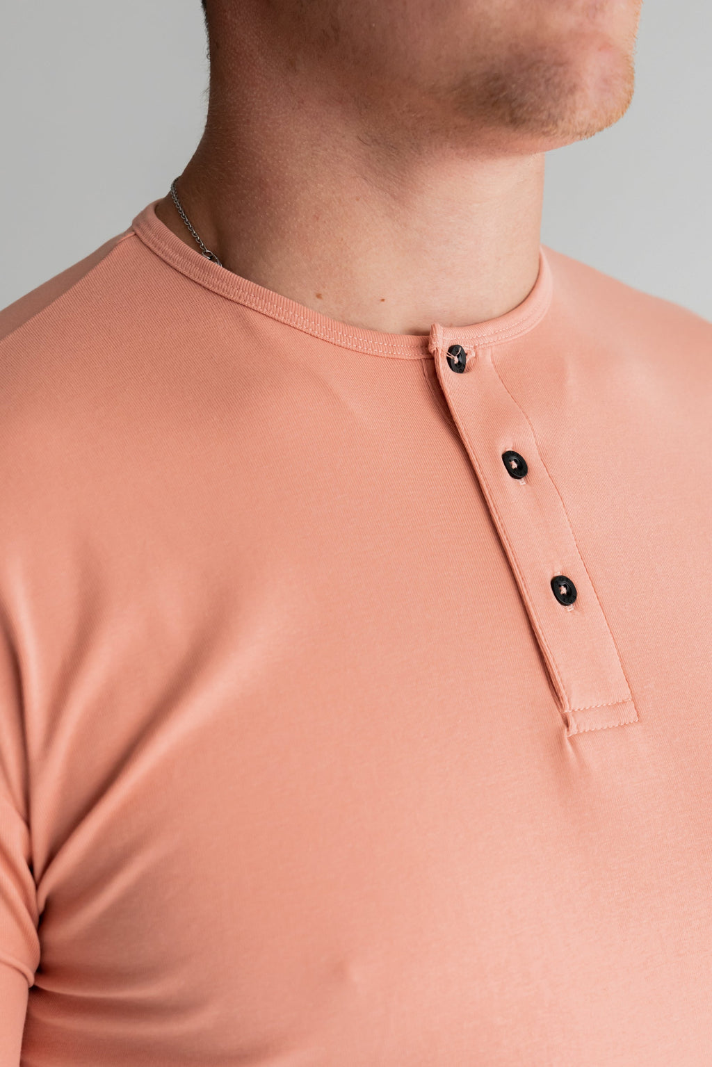 Curve Henley T-Shirt: Apricot - Rule Of Threads