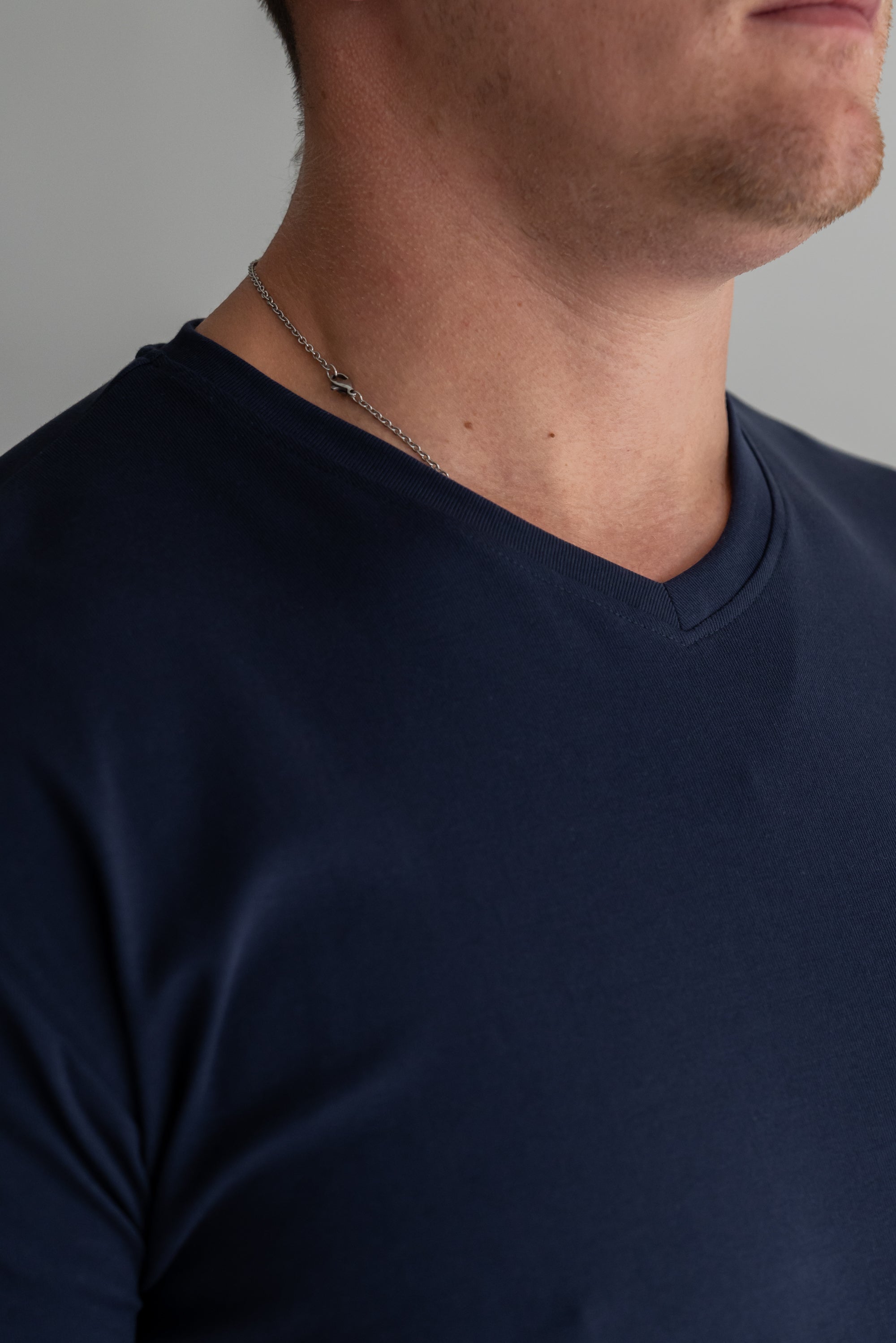 Curve V-Neck T-Shirt: New Steel