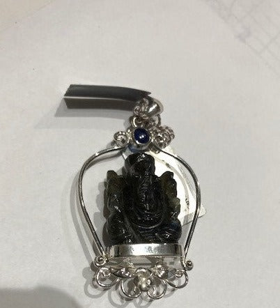 Labradorite Pendant of Ganesh on Sterling Silver