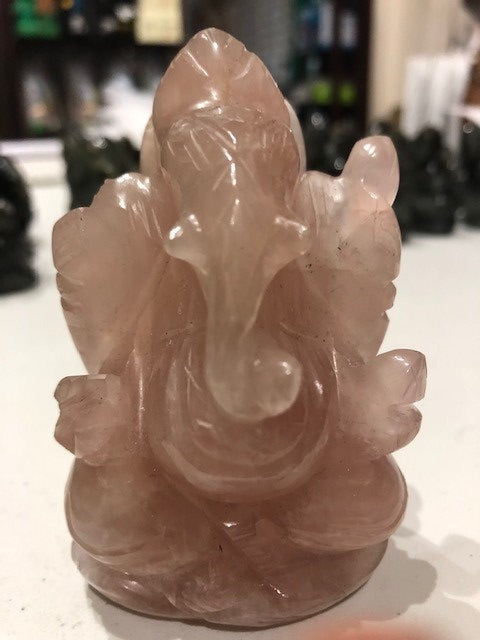 Ganesh Hand Crafted in Rose Quartz 232gm