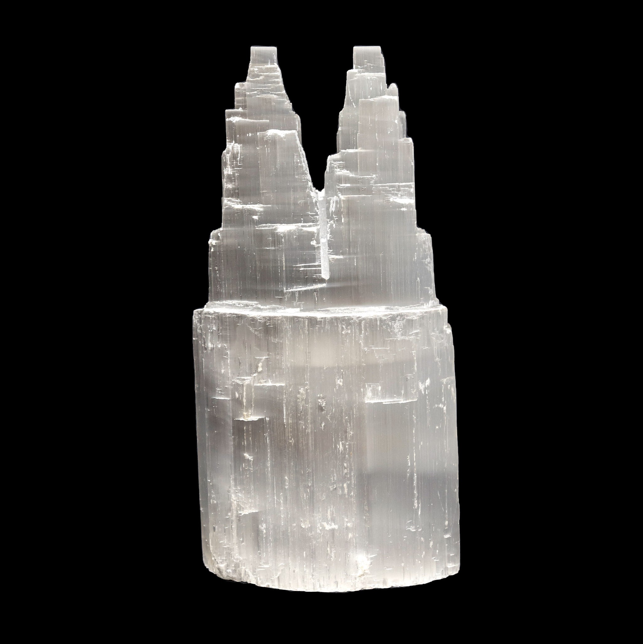 Selenite Lamp - Twin Towers M 10"