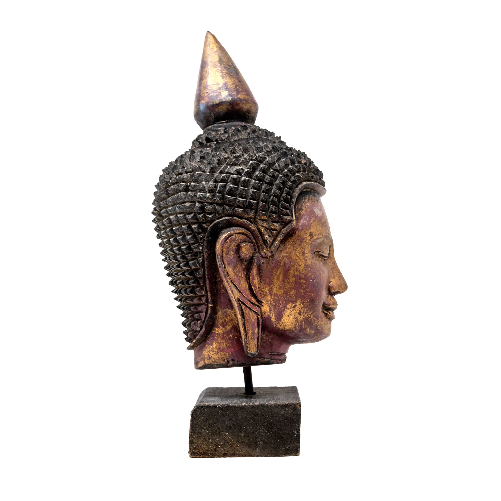 Wood Buddha Head - 12" X 5"